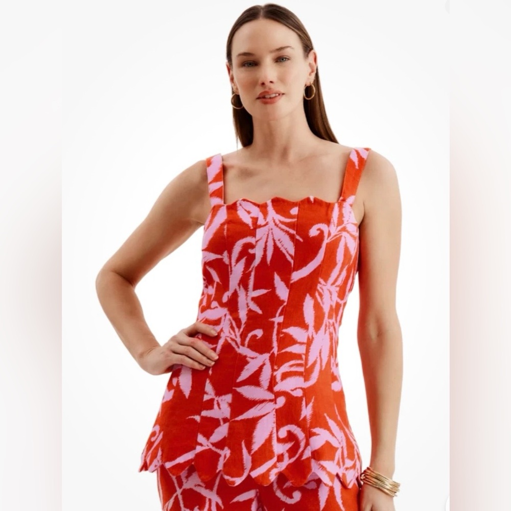 New Tyler Boe Vanessa Linen Top Tropical Orchid Print Size 6 NWT Retail $229